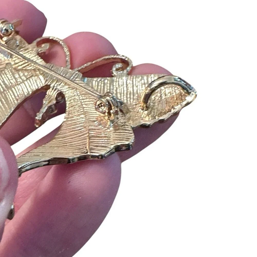 Elegant‎ Butterfly Brooch Pin Unbranded Yellow Blue Sparkle 2 in Gold Tone